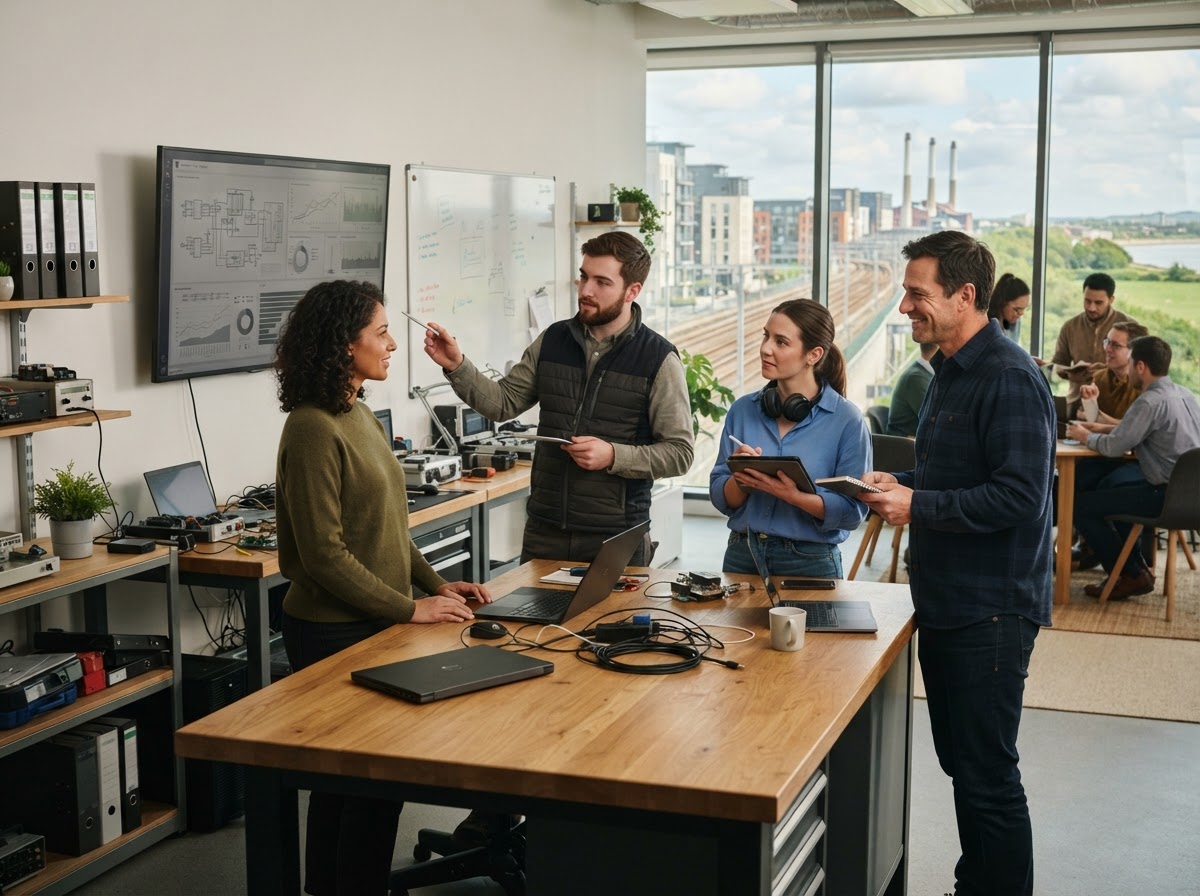 Portal-Meryal 920 team reviewing predictive analytics on a business dashboard